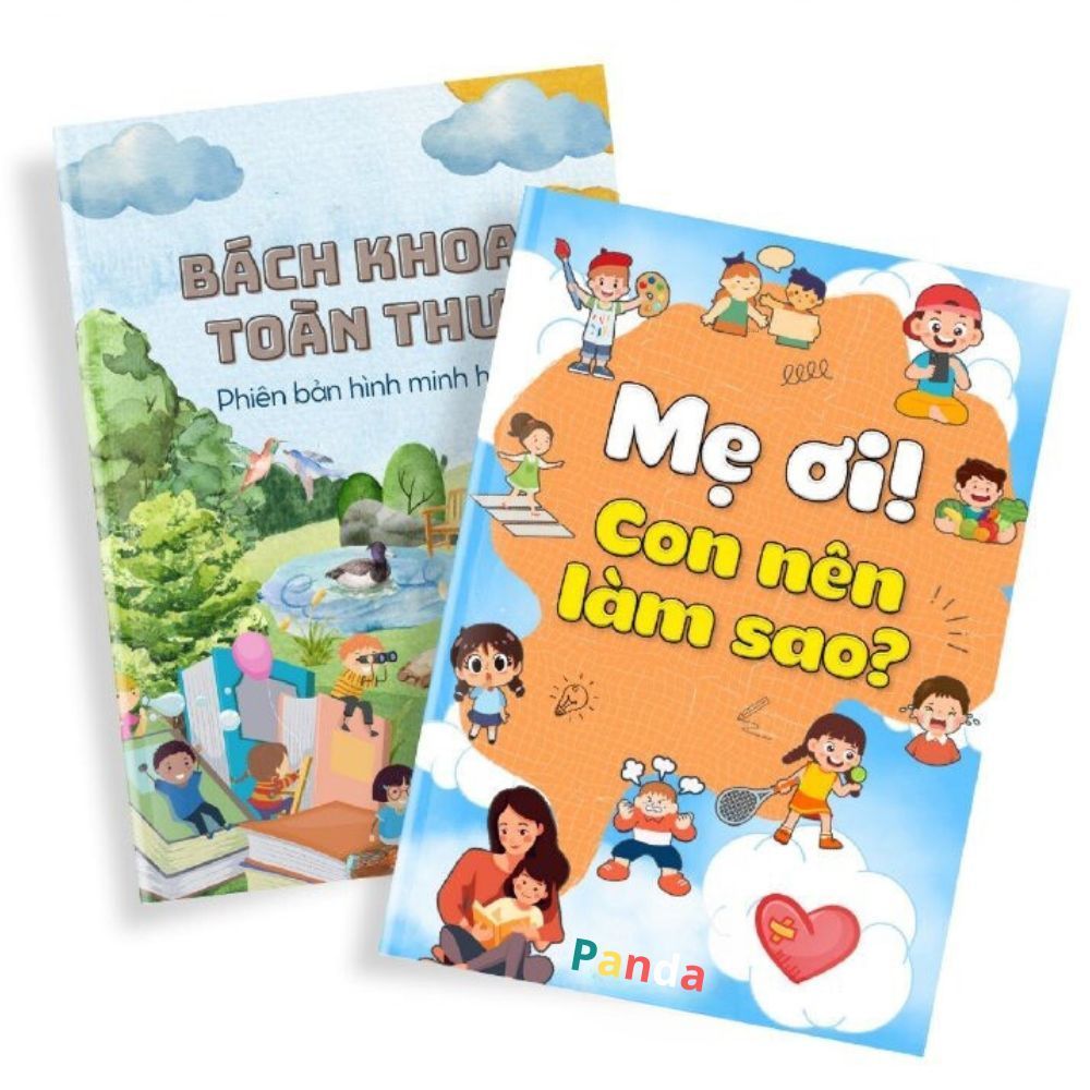 Combo 2 Cuốn Bách Khoa Toàn Thư, Mẹ ơi Con Nên Làm Sao cho bé từ 6-12 tuổi phiên bản có hình minh hoạ in màu giấy đẹp