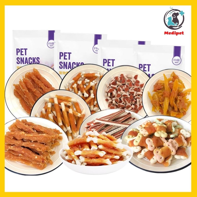 Thức ăn cho chó Bidy Pet Snack thịt bò sấy khô ,thức ăn thưởng cho chó tăng cường dưỡng chất túi 110g - Medipet