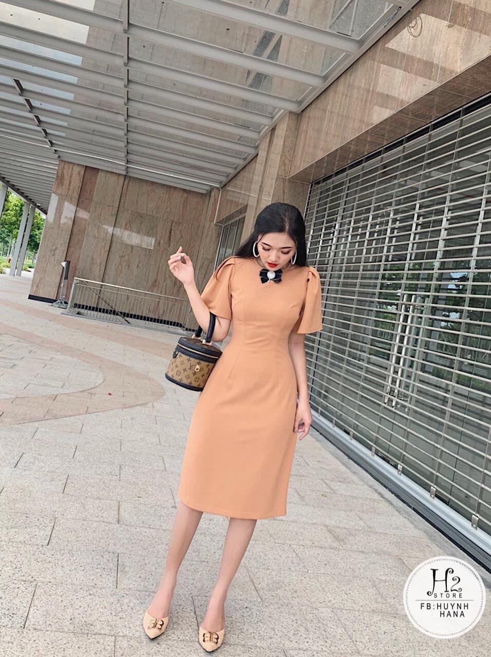 Đầm dự tiệc kèm nơ cổ cực sang chảnh - lịch thiệp - quý phái HOT FASHION