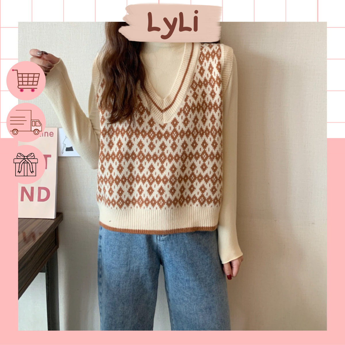 Áo Gile Len Nữ Thổ Cẩm Phong Cách Hàn quốc