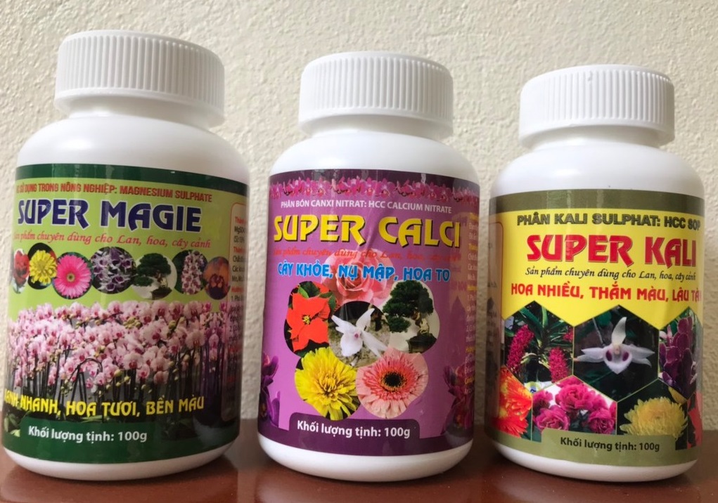 Phân bón Super Canxi, Magie, Kali dành cho hoa lan, cây cảnh
