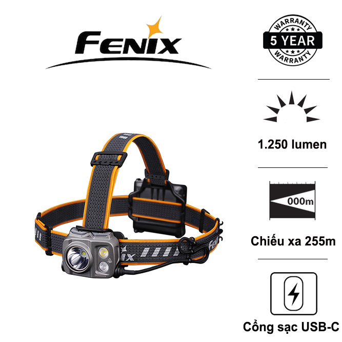 Đèn pin đội đầu fenix hp16r sáng 1250 lumens chiếu xa 255m pack pin liền thân sạc usb-c