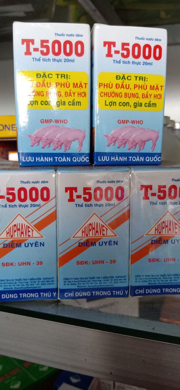 T 5000 20ml t rị phù đầu phù mặt ở gà đá, gà chọi, chướng bụng, đầy hơi - 303
