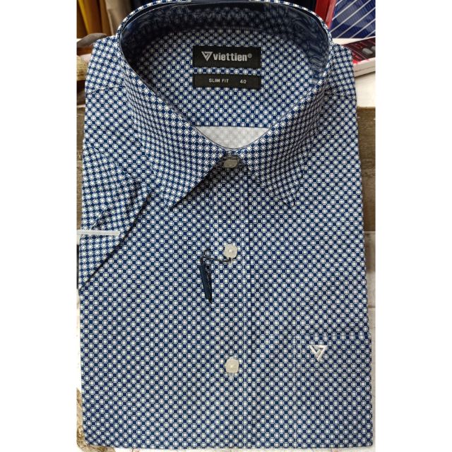 Áo sơ mi cộc tay viettien sale 30%áo sơ mi cộc tay viettien kiểu dáng slim fit