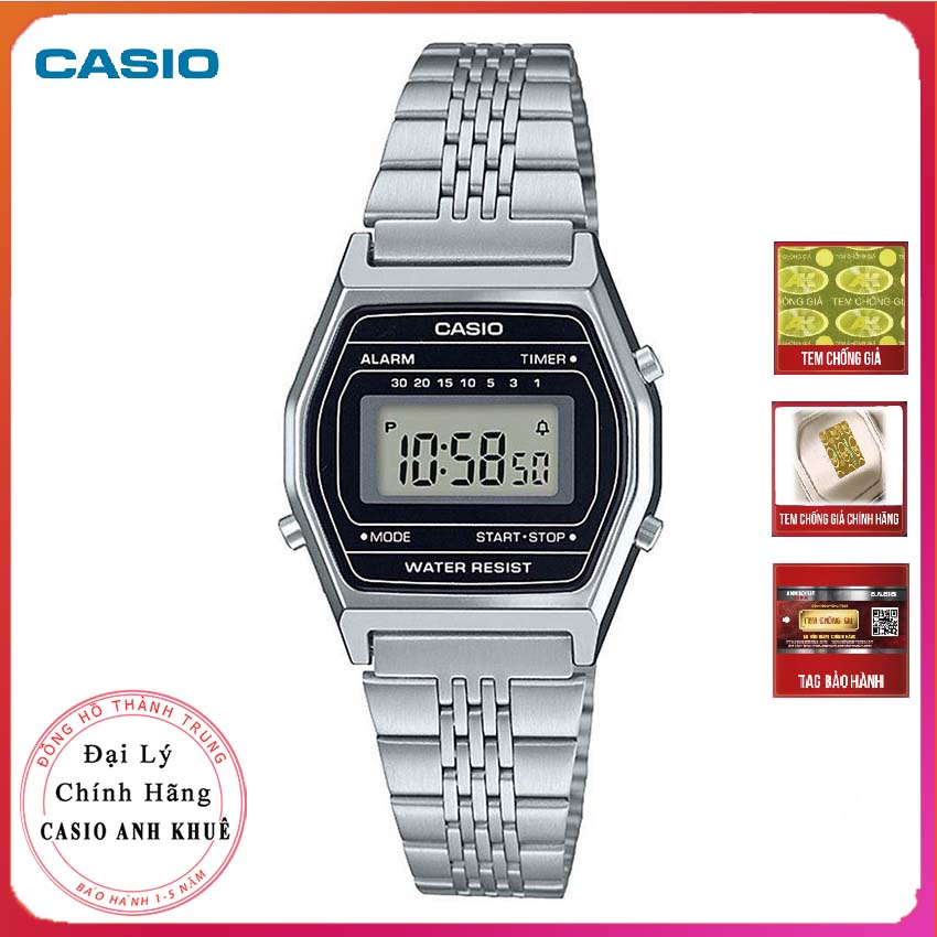 Đồng hồ điện tử nữ casio la690wa-1df dây kim loại