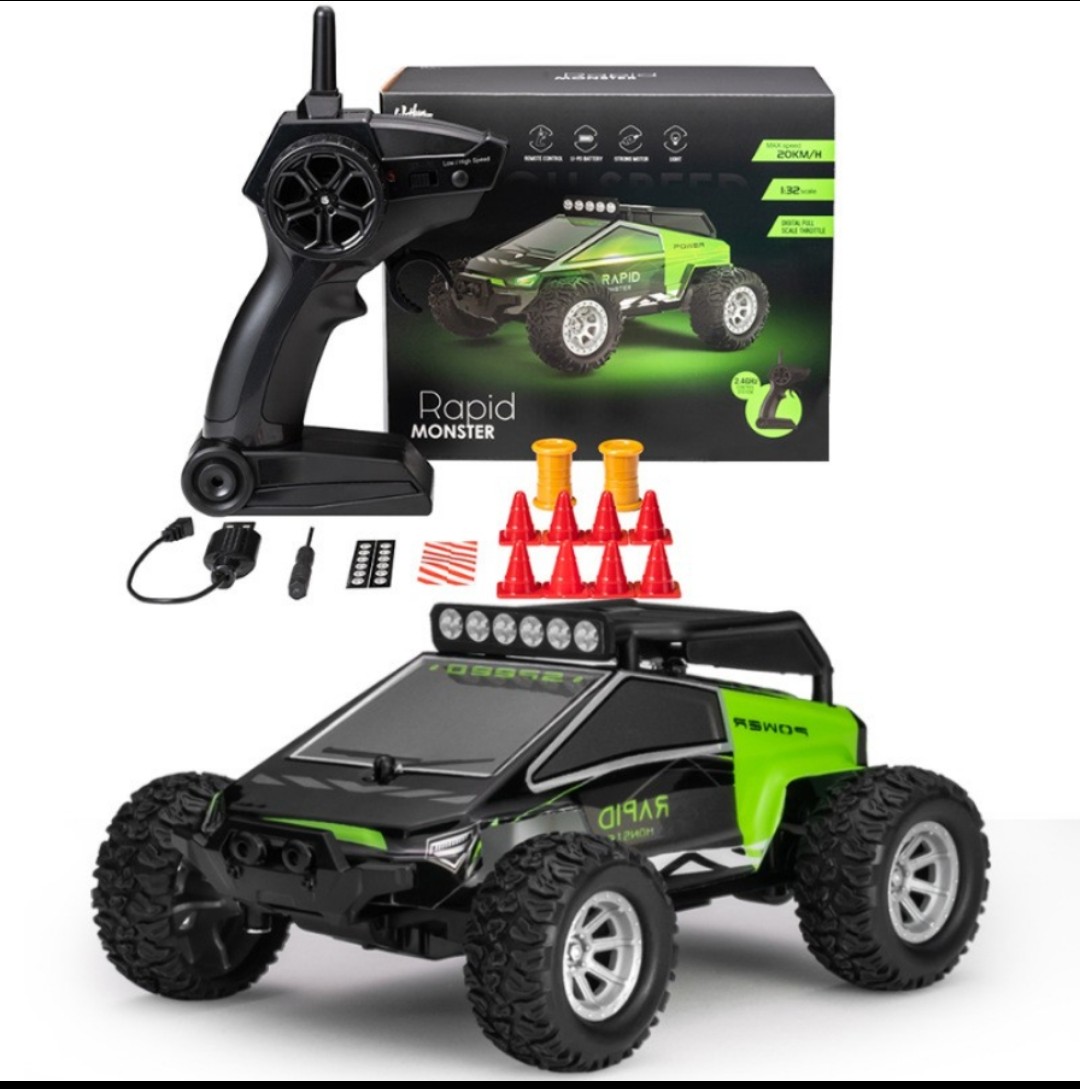 Xe đua địa hình điều khiển từ xa Micro RC tốc độ cao 20km/h  có điều tốc ESC Rapid Monster mini size sóng 2.4G đồ chơi mô hình ô tô và phụ kiện