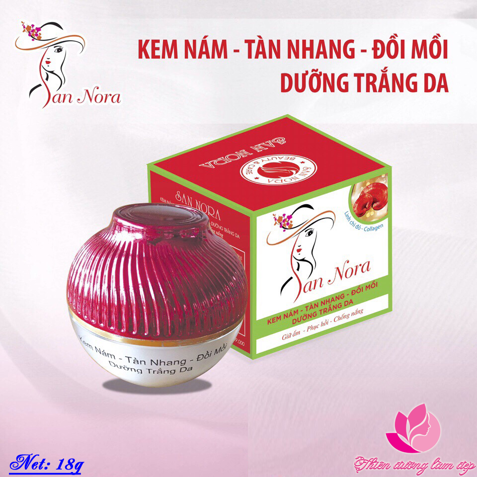 Kem nám, tàn nhang, đồi mồi, dưỡng trắng da san nora 18g