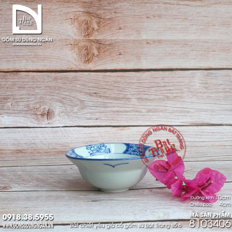 Bát chiết yêu Bát Tràng giả cổ đường kính 10cm