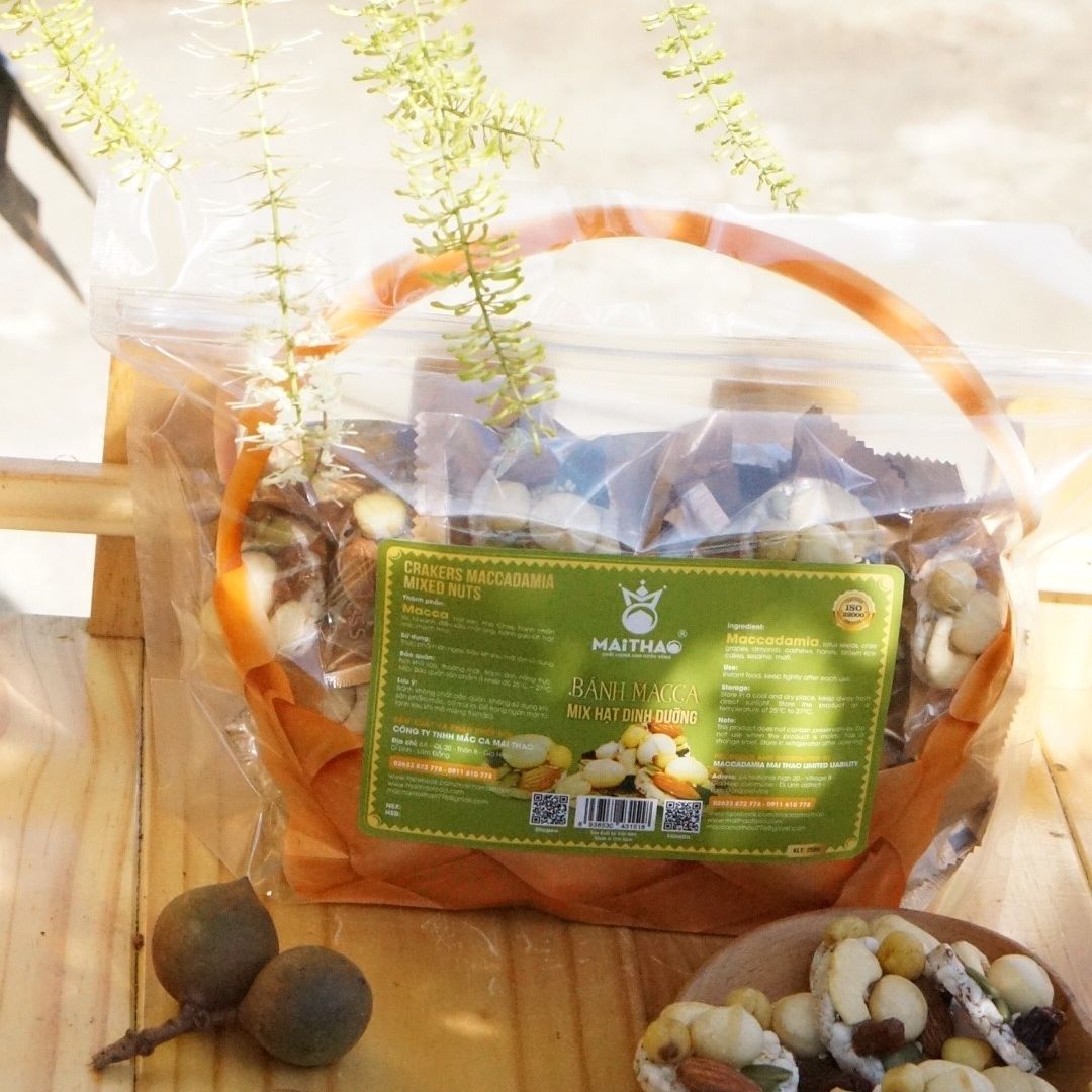 Bánh Macca Mix Hạt Đế Gạo Lứt Mẫu Túi Quà Tặng 300g bánh mix hạt healthy bánh gạo lức ăn kiêng.