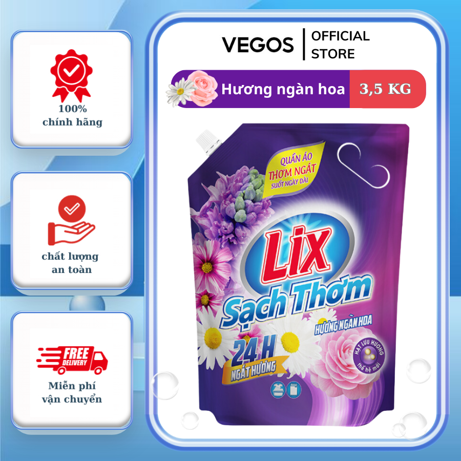 Nước giặt Lix sạch thơm hương ngàn hoa túi - Thơm Ngát Suốt Ngày Dài