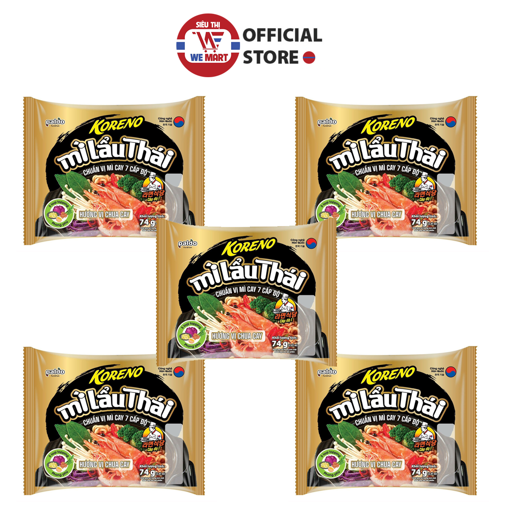 Lốc 5 Mì Lẩu Thái Chua Cay Koreno 75G