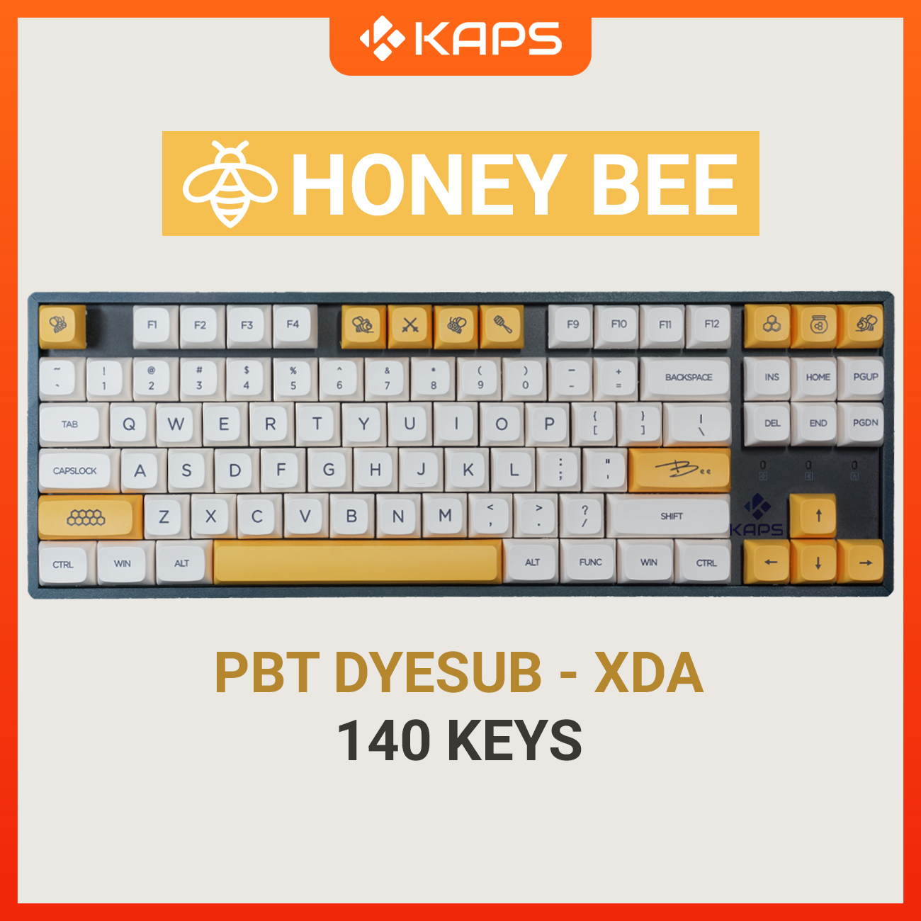 Keycap Milk Honey Bee PBT profile XDA in dyesub 140 nút cho bàn phím cơ layout 108/104/98/87/84/75/68/64/61
