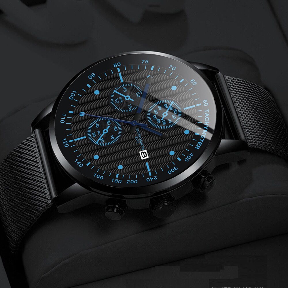 đồng hồ nam economicxi dây thép mành special design chạy lịch ngày - style doanh nhân eco2 2