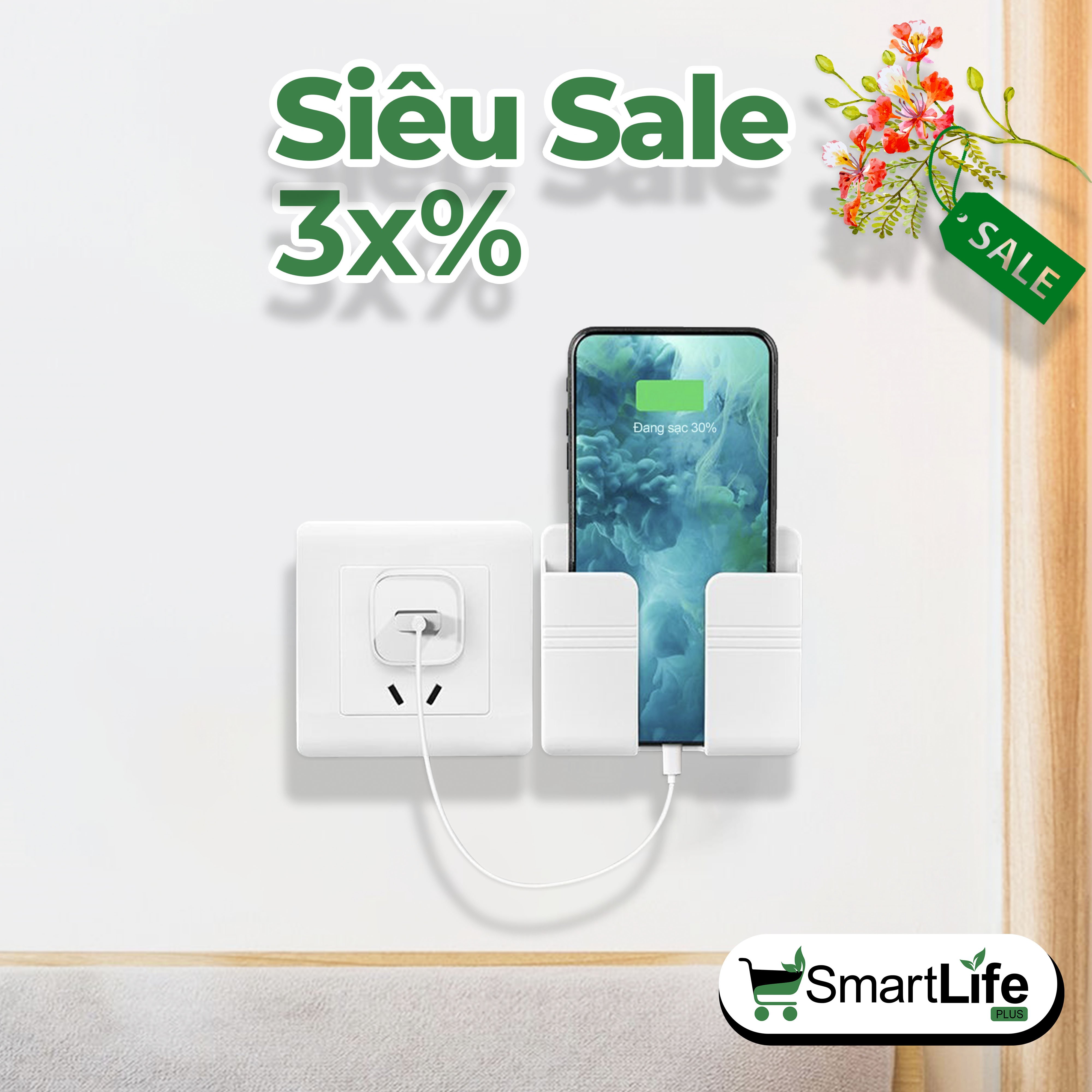 Giá đỡ điện thoại remote - giá để sạc điện thoại - loại dán tường mới nhất