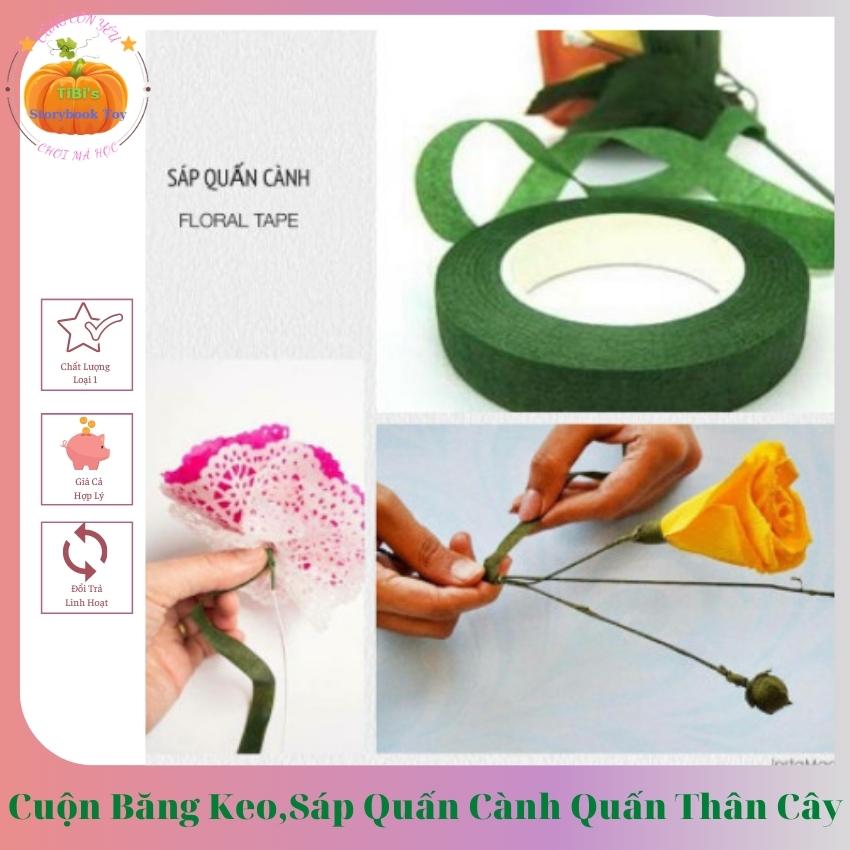 Nguyên liệu handmade - cuộn băng keo sáp quấn cành quấn thân cây, cuộn băng dính sáp, sáp quấn làm hoa voan - hoa giấy - làm đồ trang trí