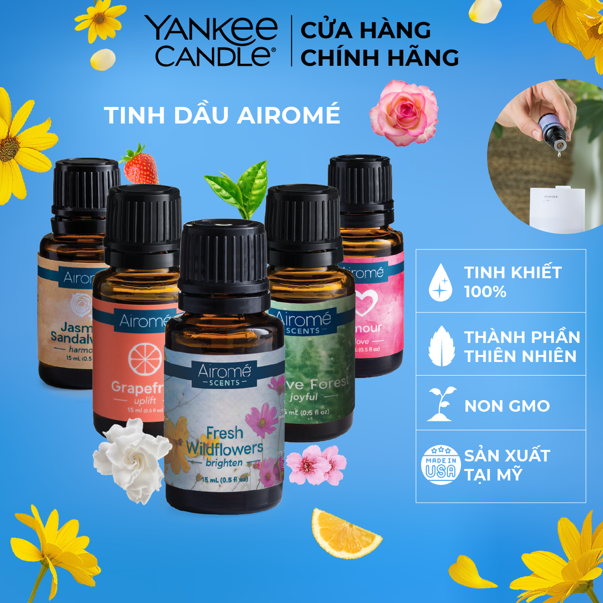 Tinh dầu Airomé từ Yankee Candle 15ml (nhiều mùi)