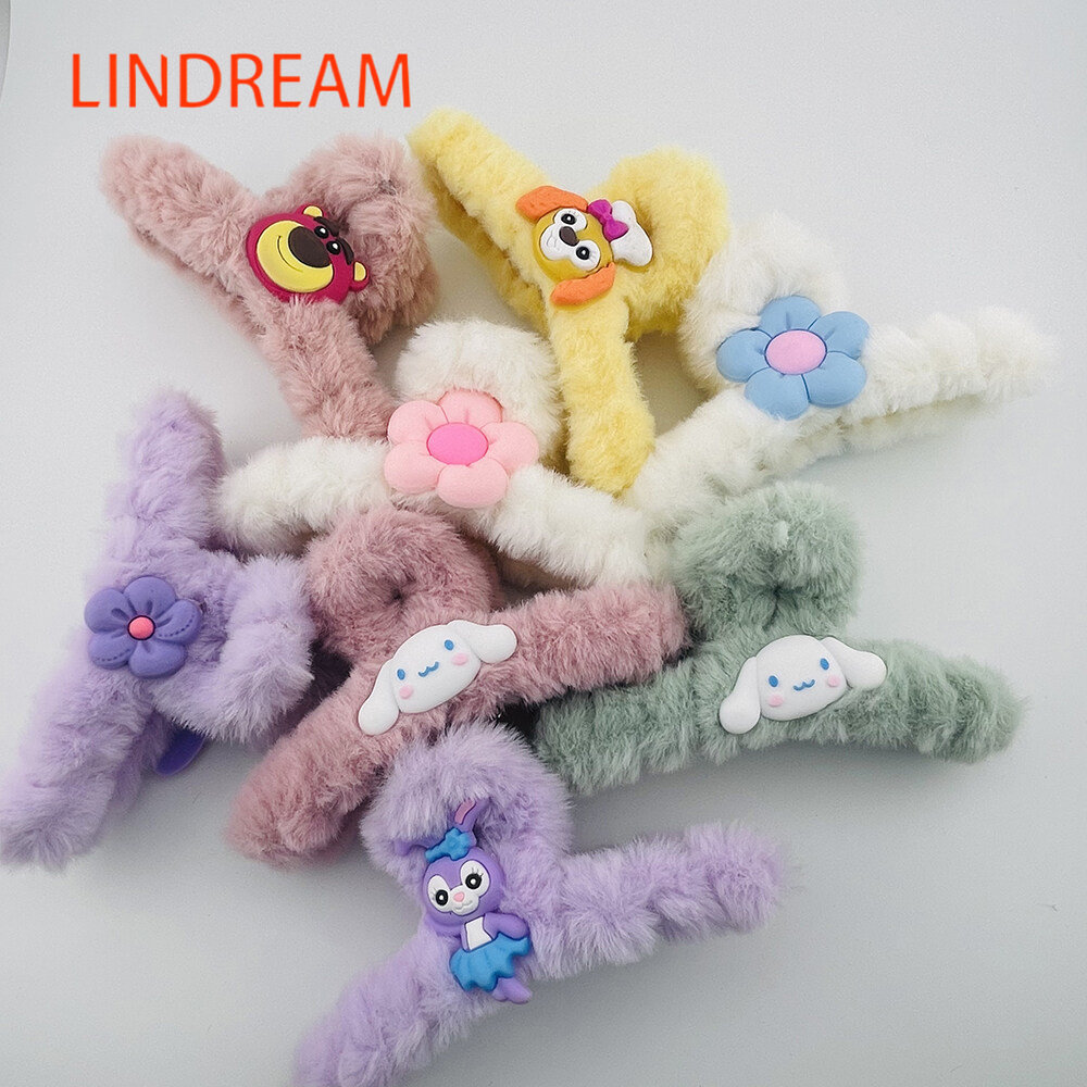 LINDREAM Kẹp tóc nhồi bông dễ thương kẹp tóc quả bóng kẹp sau đầu tấm kẹp tóc bắt cá mập lớn