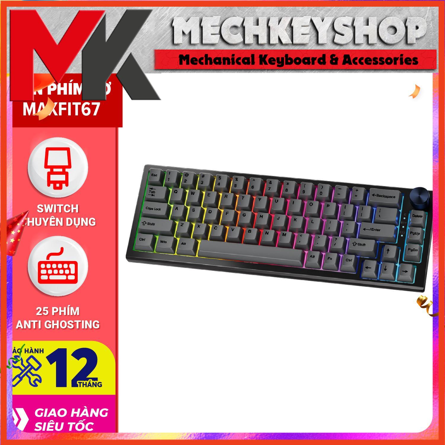 Bàn phím cơ custom FANTECH MK858 MAXFIT67 LED RGB Tháo lắp hotswap - Switch Kailt box white/ Gateron milky yellow - Hãng phân phối chính thức - Bảo hành 12 tháng 1 đổi 1 trong 15 ngày