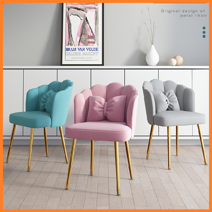 Ghế Trang Điểm Phong Cách Bắc Âu Cao Cấp - Ghế Ngồi Trang Điểm Chân Mạ Vàng Sang Trọng, Ghế Ngồi Trang Trí Phòng Khách Thiết Kế Mới