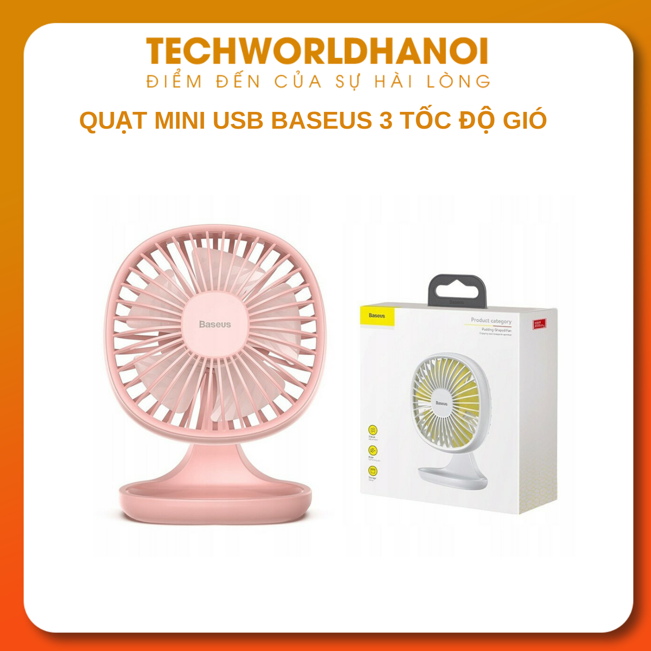 Quạt mini để bàn Baseus Baseus Pudding-Shaped Fan PINK
