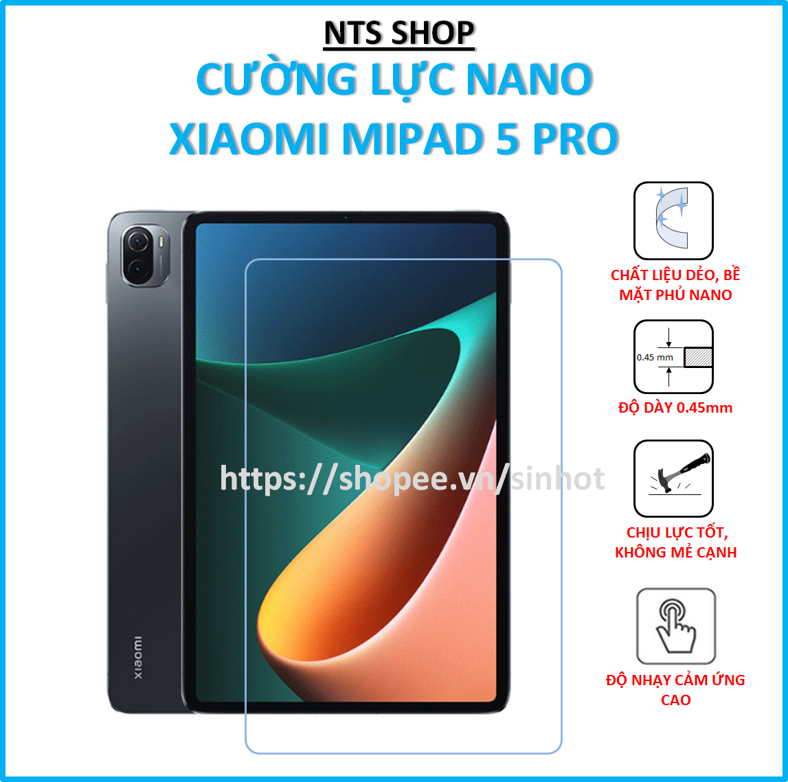 Dán cường lực dẻo bảo vệ màn hình Xiaomi Mipad 5 pro