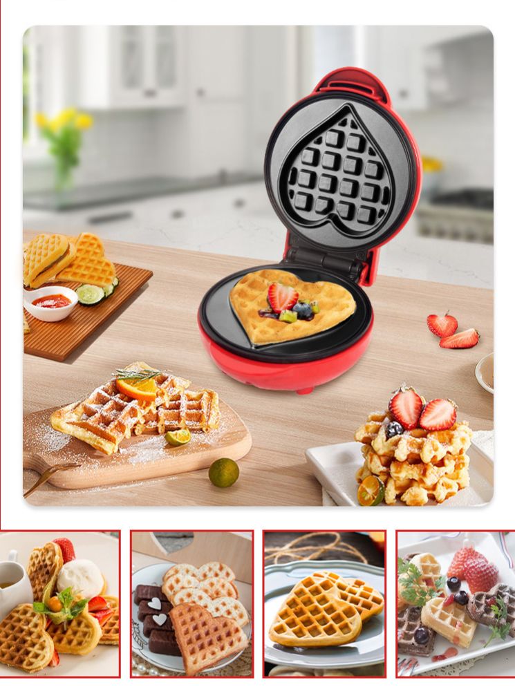 Máy Làm Bánh Waffle Hình Trái Tim Máy Nướng Bánh Mini Chống Dính Máy Kẹp Nướng Bánh Tổ Ong Bánh Sandwich Cực Ngon Tại Nhà Tiện Dụng