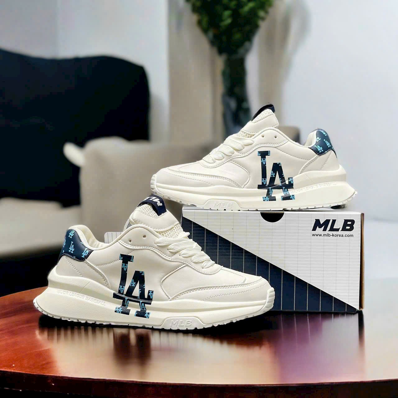 Giày thể thao MLB chữ LA xanh đậm ,giày sneaker MLB, dành cho nam nữ