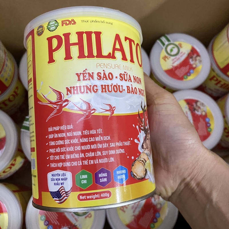 Hộp 400g sữa bột PHILATOP Pensure Milk - Yến sào sữa non nhung hươu bào ngư dùng được cho trẻ từ 1 tuổi giúp trẻ ăn ngon