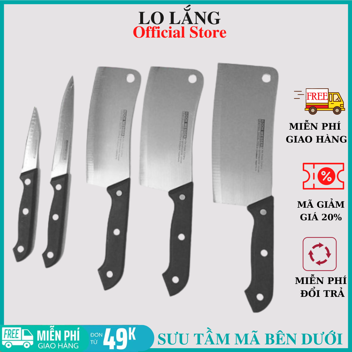 Bộ dao làm bếp 7 món đa năng cực bén lưỡi dao gia công kĩ siêu bén cao cấp