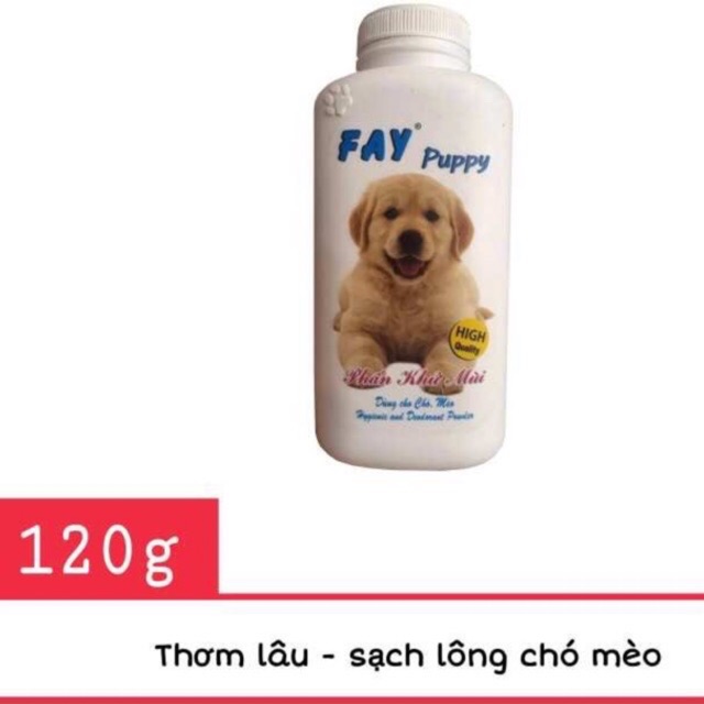 Phấn fay puppy khử mùi tắm khô cho chó (120g), sản phẩm tốt, chất lượng cao, cam kết như hình, độ bền cao, xin vui lòng inbox shop để được tư vấn thêm về thông tin