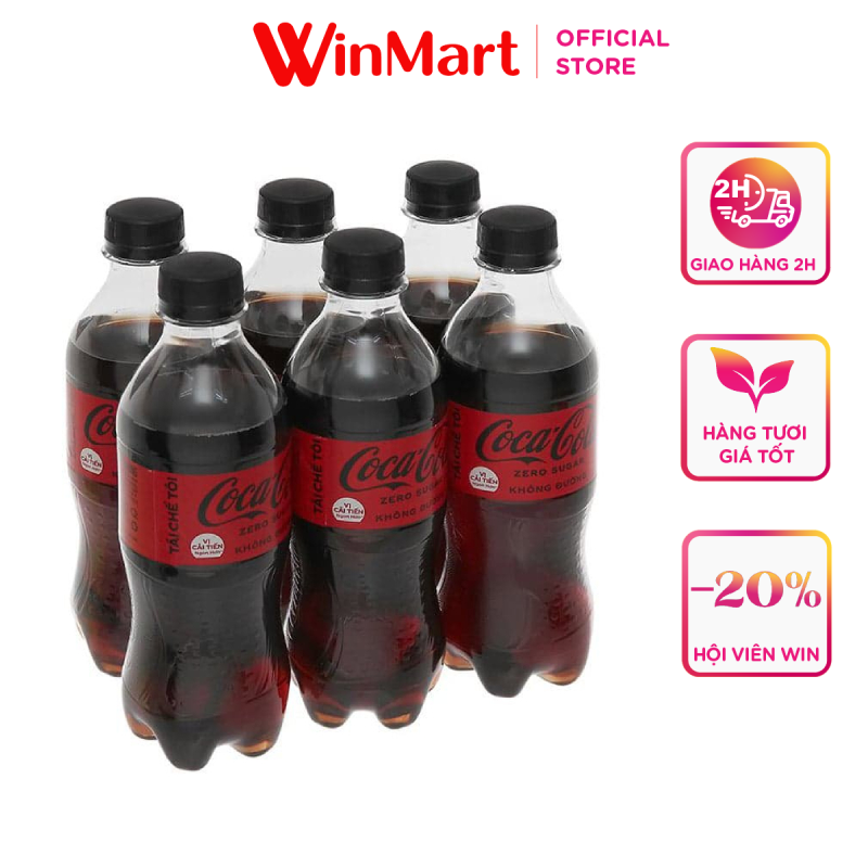 [Siêu thị WinMart] -Lốc 6 chai nước ngọt có ga Coca Cola Zero  390ml