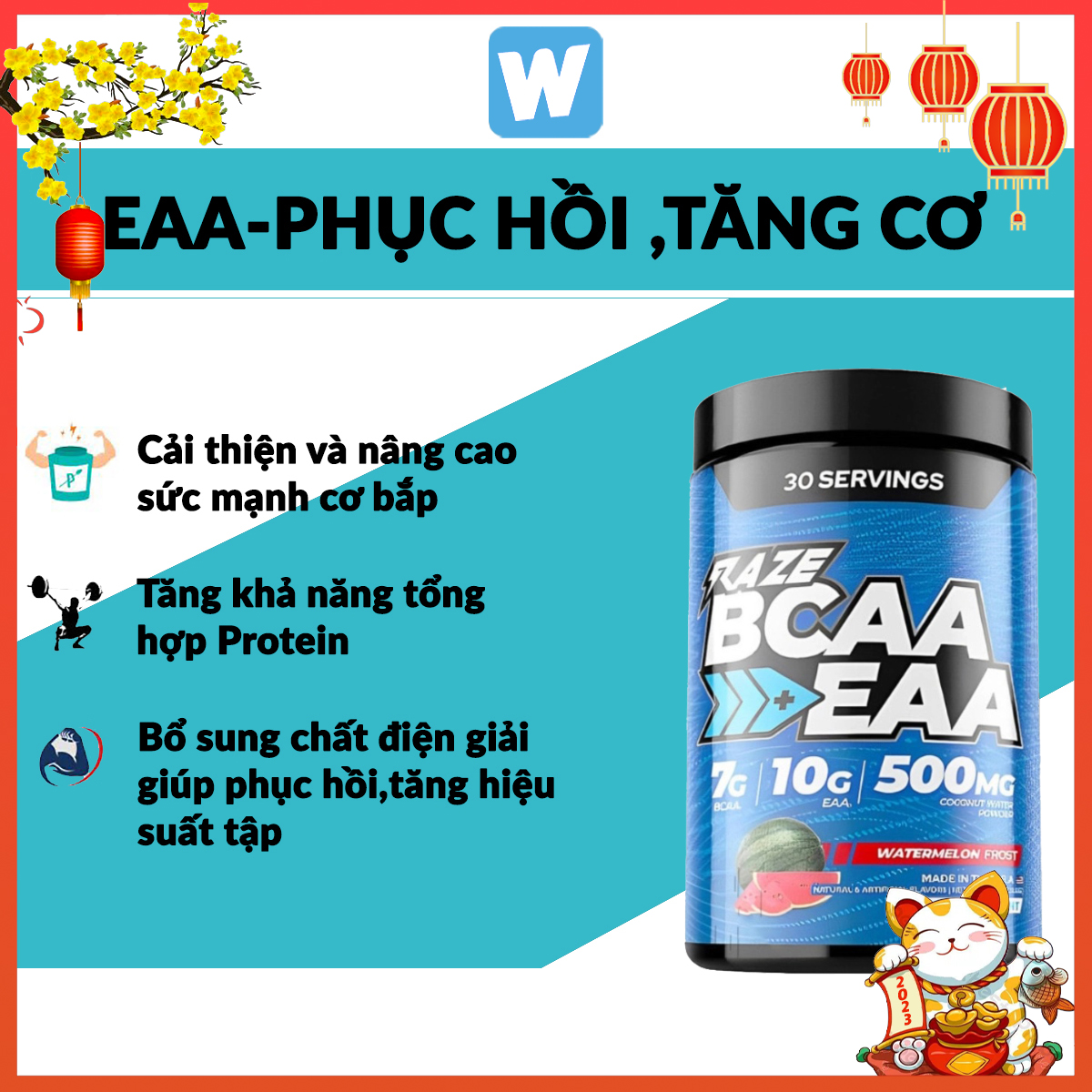 Bcaa + eaa raze 30 lần dùng 10g eaa 7g bcaa thực phẩm phục hồi và xây dựng cơ bắp hỗ trợ tăng sức bền và diện giải