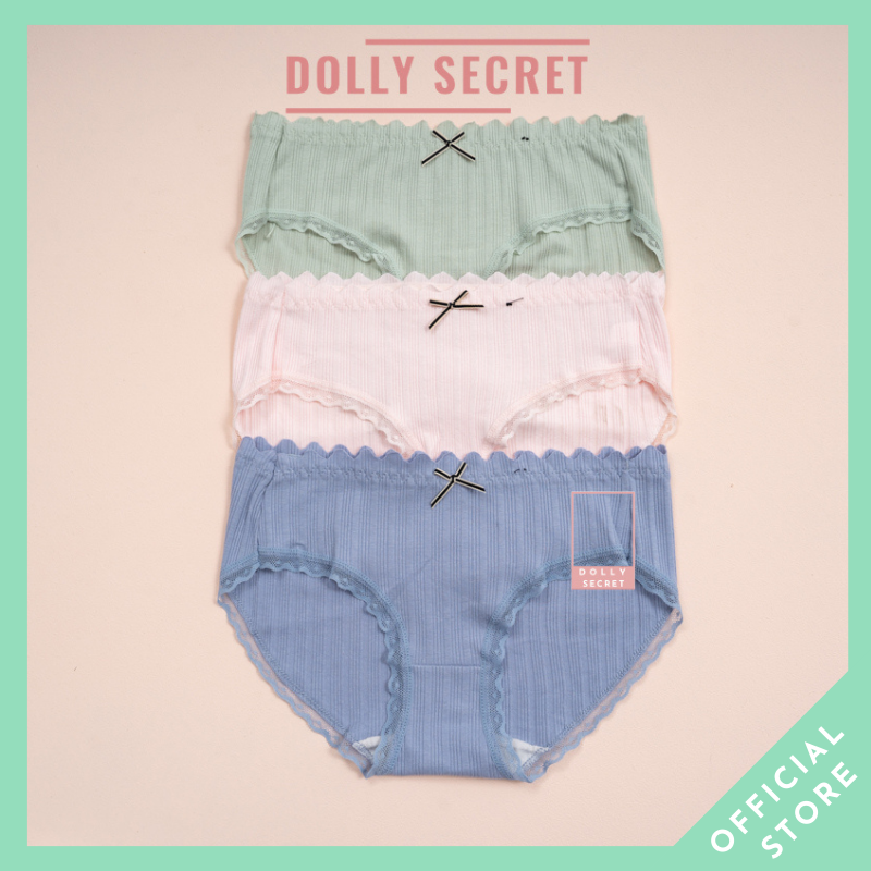 Quần Lót Vải Cotton Gân Tăm Phối Ren Nơ Kháng Khuẩn Mềm Mại Cho Nữ DOLLY SECRET QL020-Kháng Khuẩn, Mềm Mại, Thoáng Khí, Chống Đổ Lông, Quần Sịp Nữ, Quần Chíp Nữ, Quần Xì Nữ