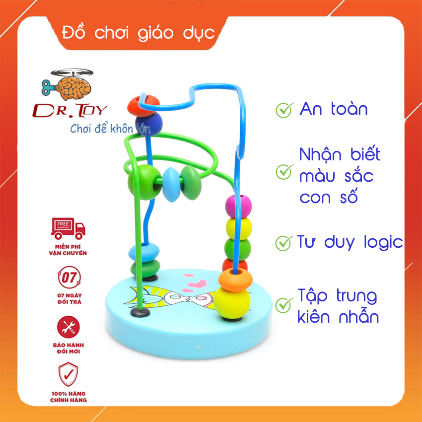 DrToy - Đồ chơi trẻ em thông minh luồn gỗ an toàn, luyện tay, luyện tư duy logic và tính kiên nhẫn cho trẻ
