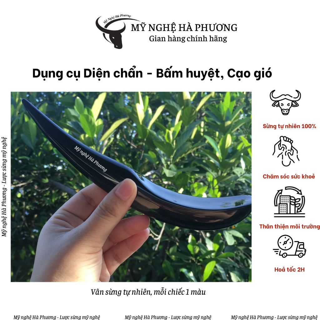 Ấn huyệt cạo gió sừng trâu masage mặt body - Mỹ nghệ Hà Phương, dụng cụ Diện chẩn