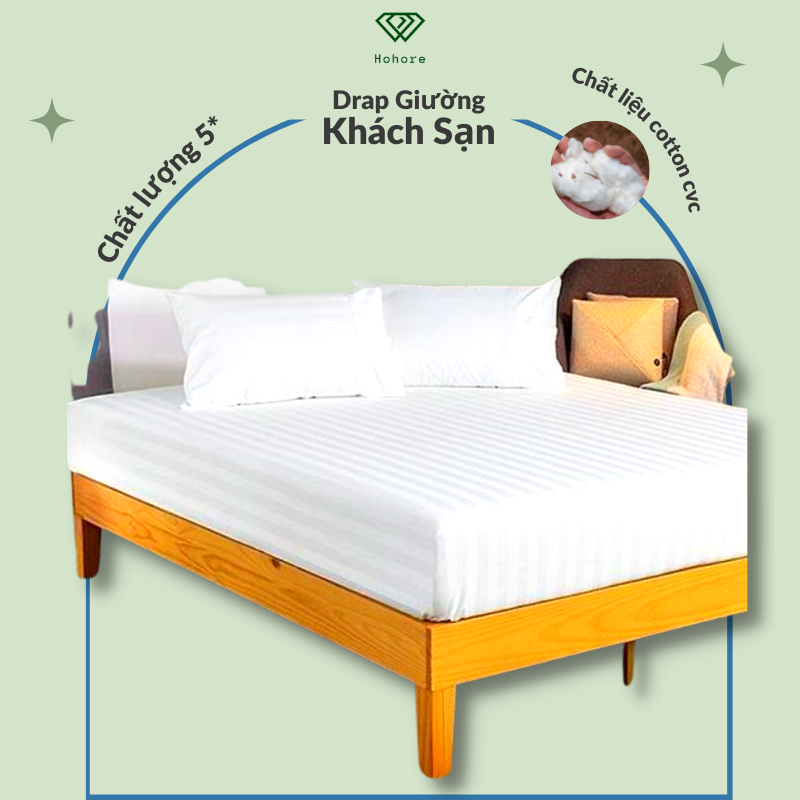 Ga giường trắng sọc 3f Riotex cho khách sạn chất liệu vải cotton sọc 3F T300 mềm mịn cao cấp, kích thước từ 1m x 2m đến 2m2 x 2m [ nệm cao từ 5cm - 27cm ], nhận may chăn ga gối theo yêu cầu