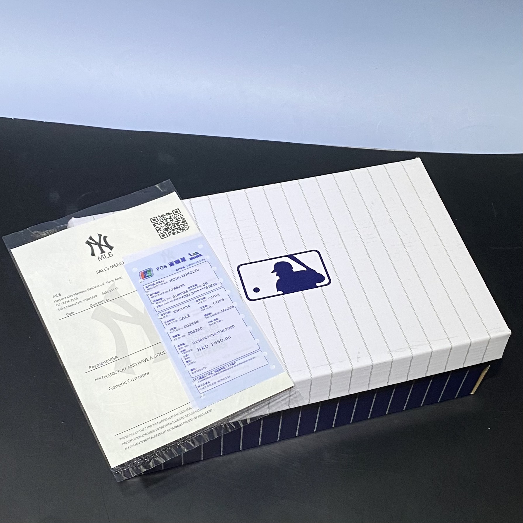 Hộp Giấy Carton đựng giày dép, Hộp mũ MLB + Bill thẻ + Giấy gói Nhật xịn chuẩn Fullbox