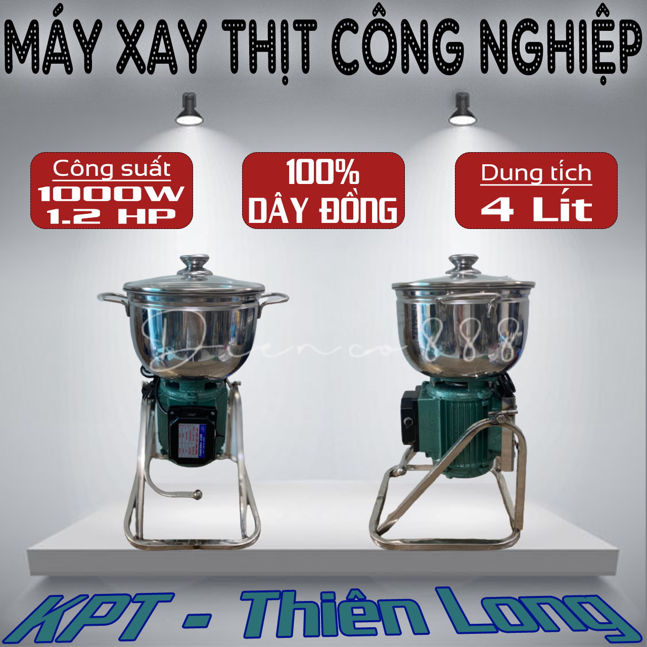 Máy xay thịt công nghiệp KPT Thiên Long 1000W - 1.3HP -Máy xay giò chả mini - Máy xay thịt công suất lớn thích hợp cho xay các loại thịt, xương, ghiền, xả,...