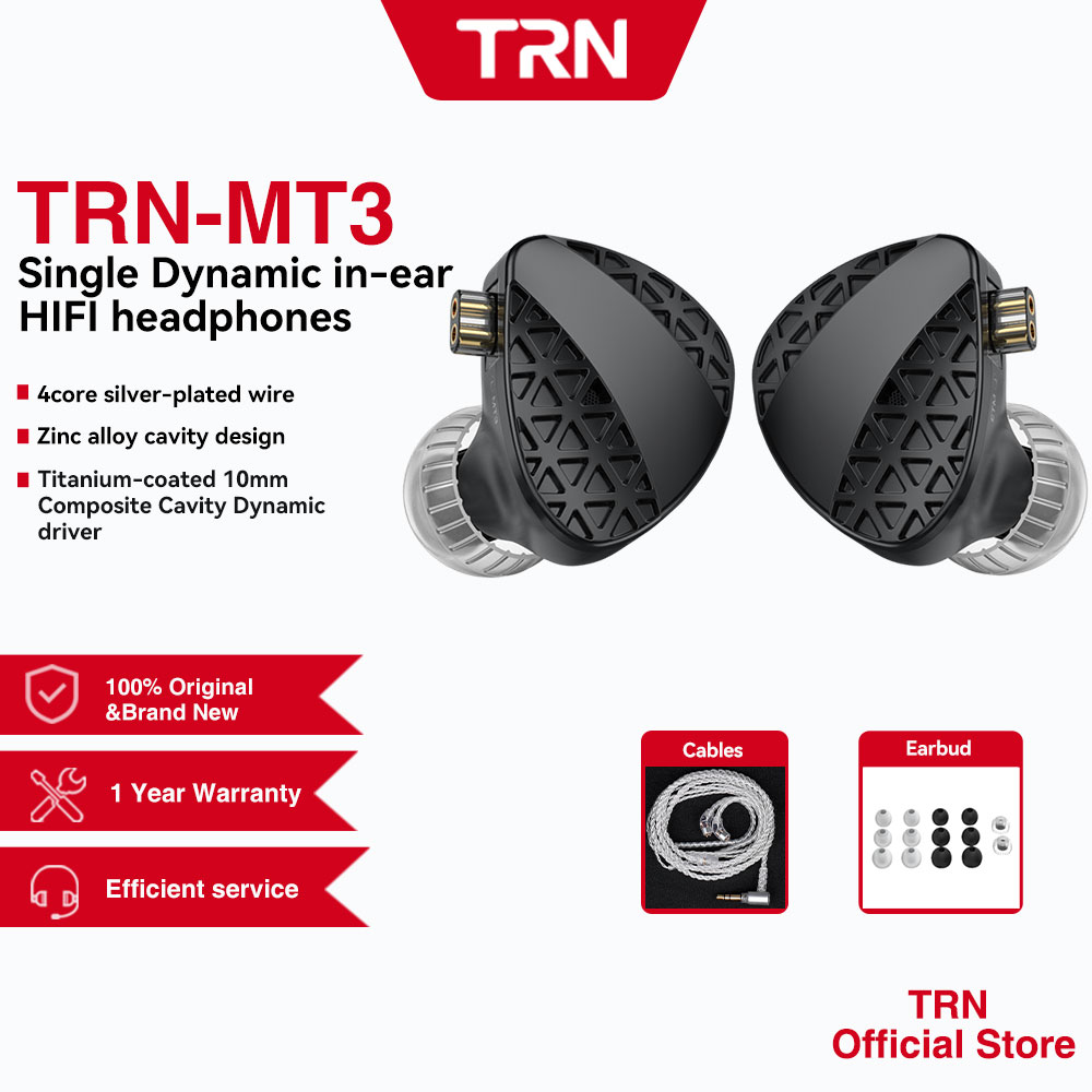 Trn MT3 HiFi in ear earphones 10mm high