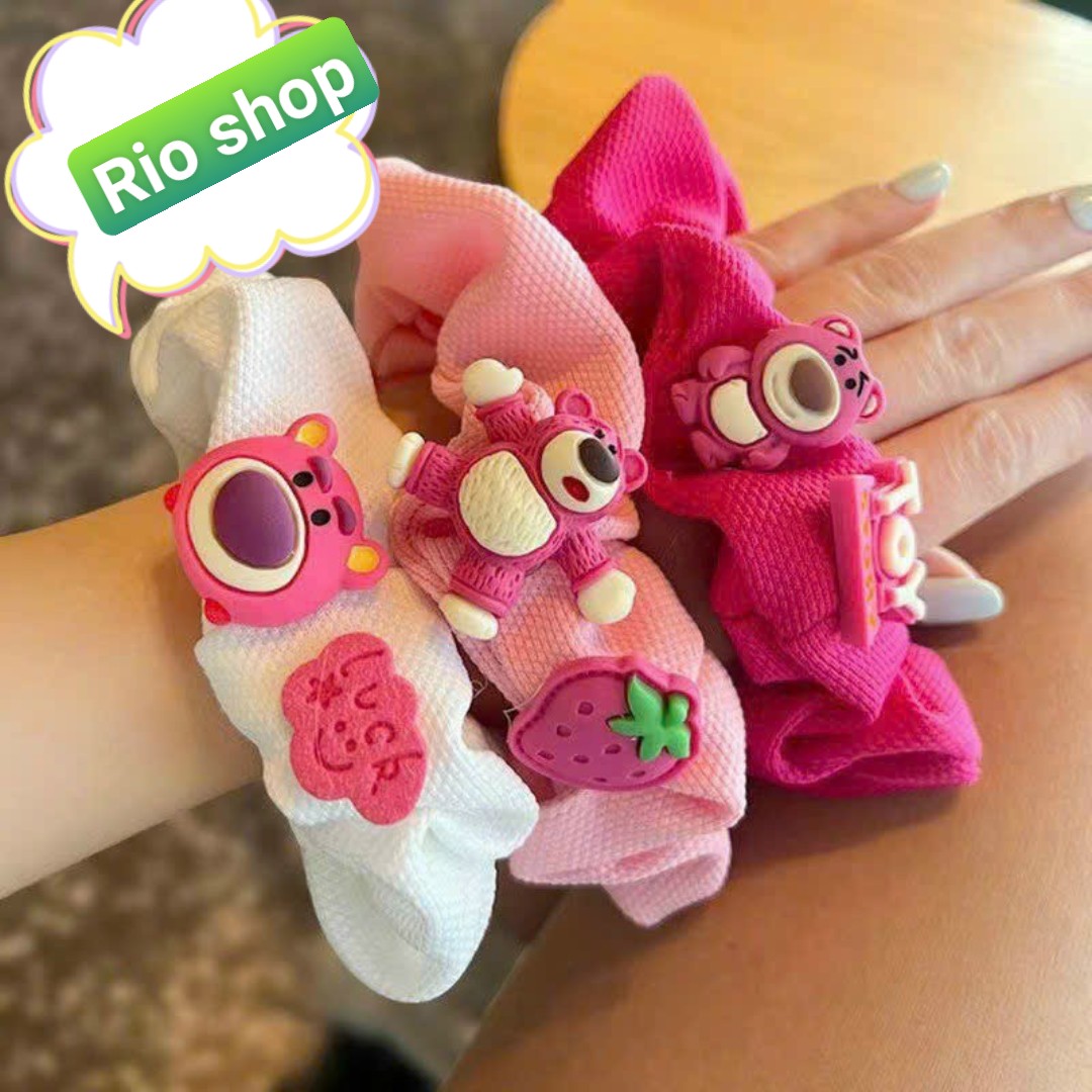 Dây Cột Tóc Nữ cao su đính charm hoạt hình Gấu dễ thương phong cách Hàn Quốc