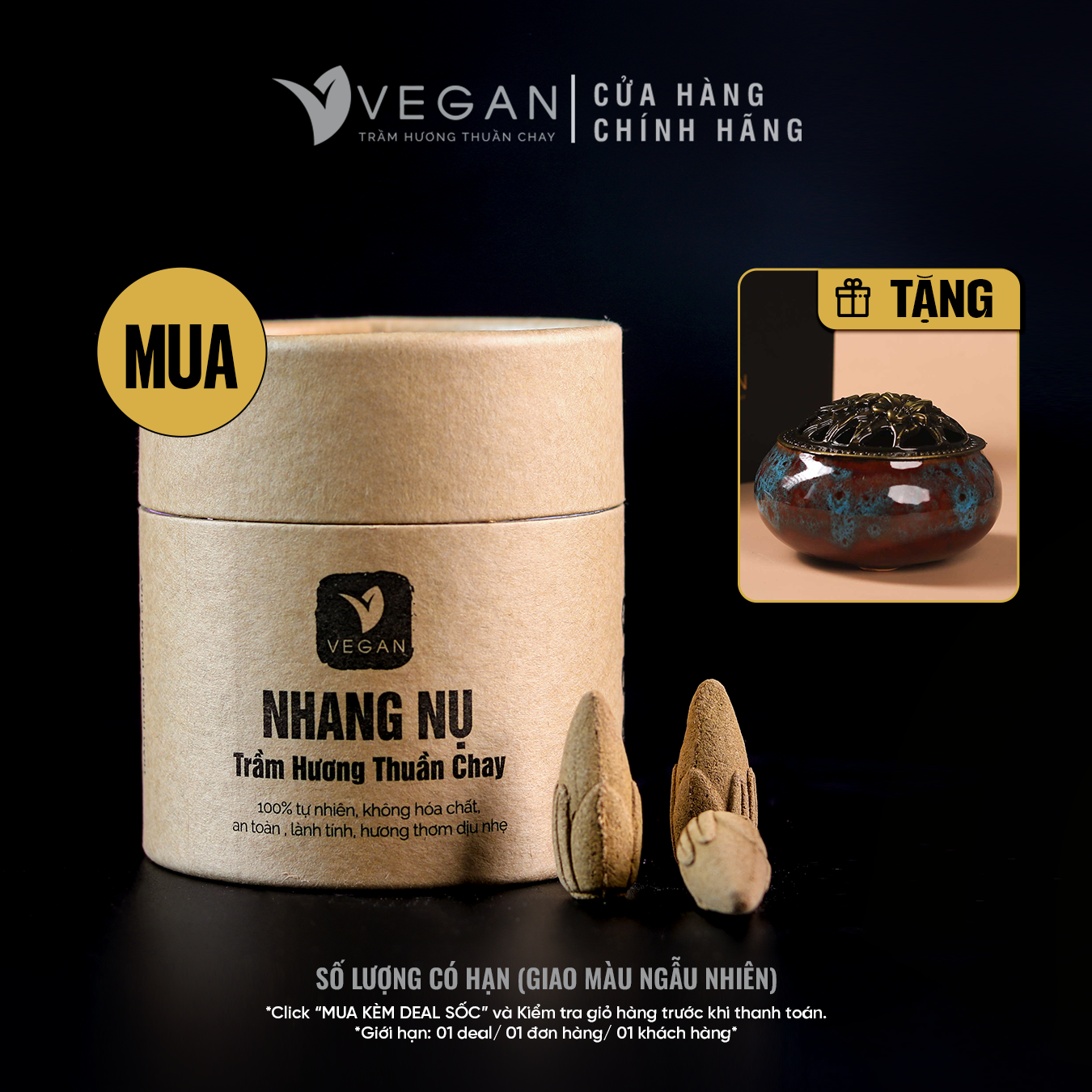 Nhang nụ vegan trầm hương thuần chay 80gr cao cấp