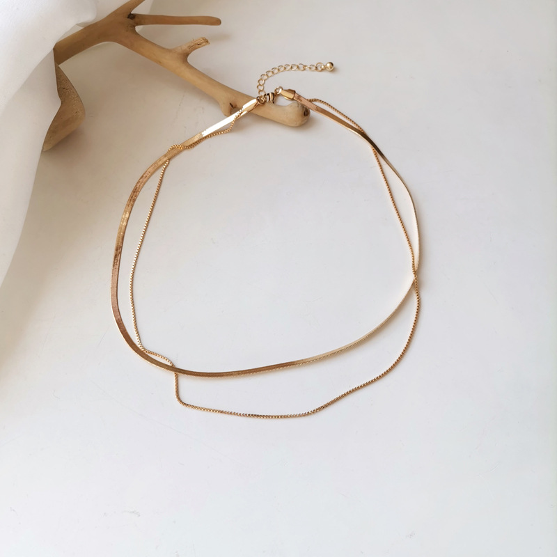 Dây chuyền,vòng cổ choker 2 tầng màu vàng gold DECO ACC C1