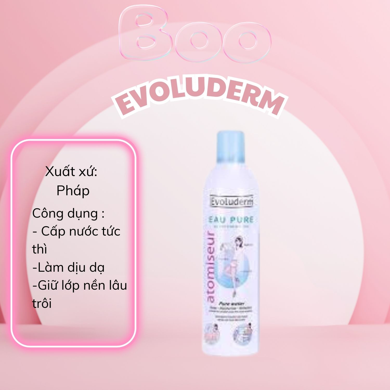 Xịt khoáng dưỡng ẩm cấp nước và làm dịu da evoluderm atomiseur eau pure