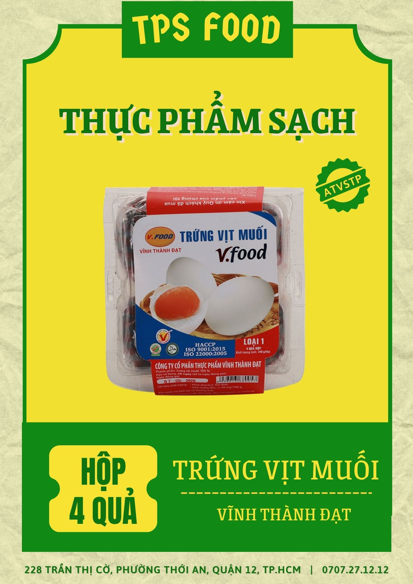 [GIÁ CỰC TỐT] Trứng vịt muối - Vĩnh Thành Đạt (4 Quả/Hộp)