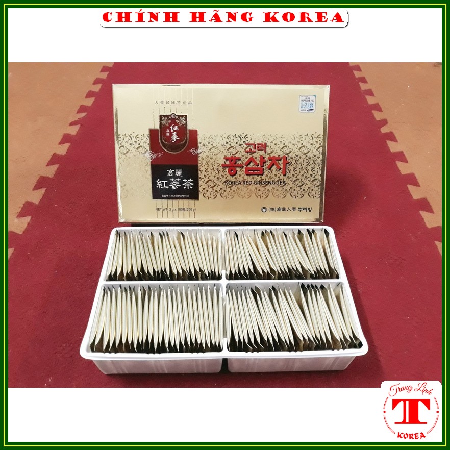 Trà sâm hàn quốc chính hãng Korea Ginseng, hộp 100 gói - Trà hồng sâm giúp thanh nhiệt, thải độc, giảm stress - tranglinhkorea