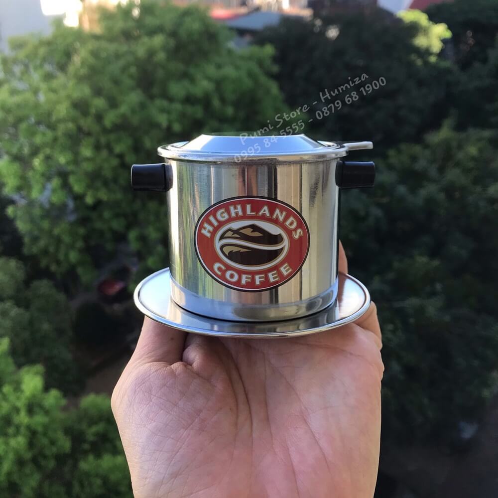 Phin cà phê Highlands Coffee bằng inox với nắp gài vặn ốc