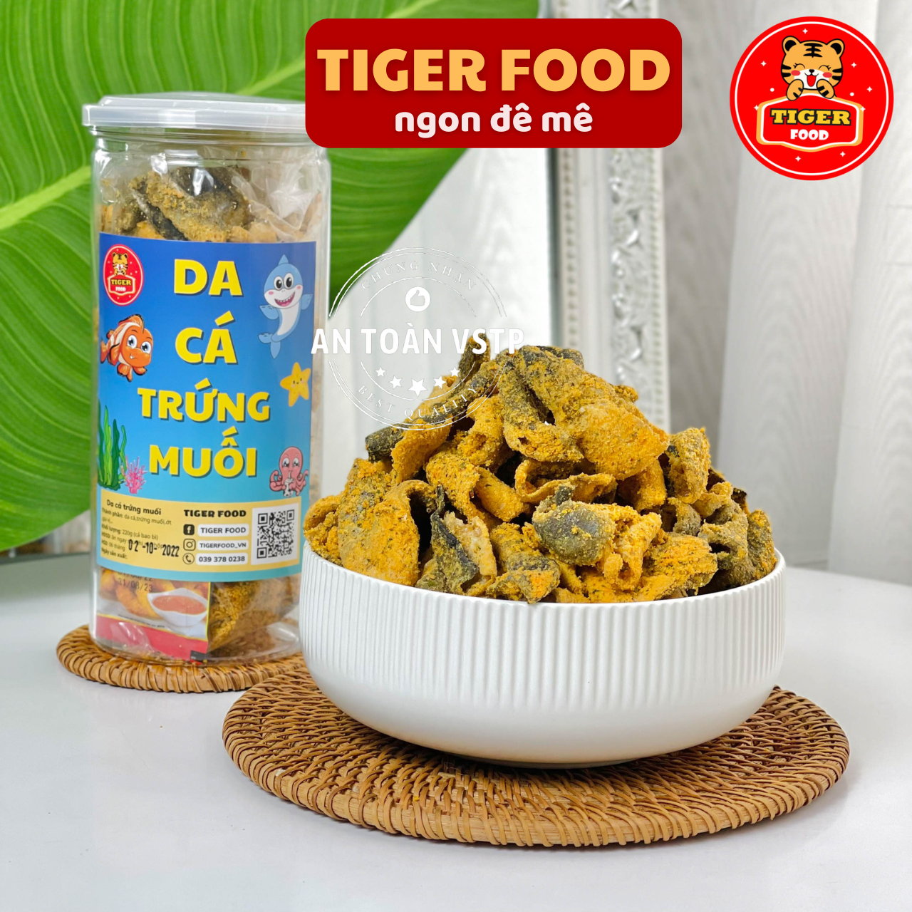 Da cá trứng muối 220g 💖TIGER FOOD💖 Da cá mix vị trứng muối singapore giòn ngon siêu ghiền - ăn vặt Sài Gòn