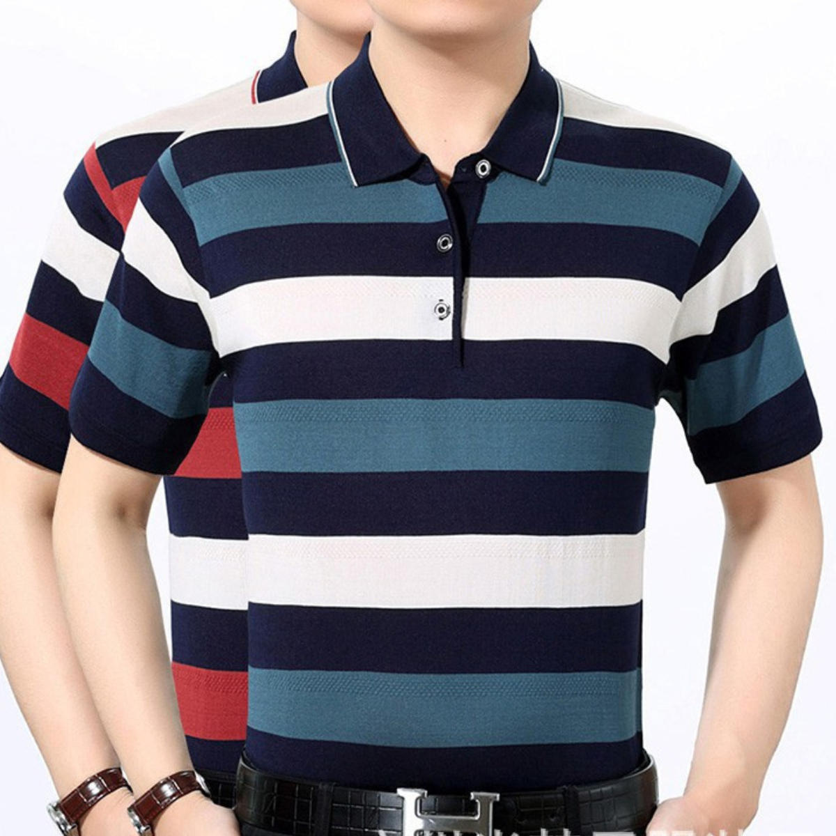 Men Middle sleeve cool soft cotton plain short sleeve polo shirt comfortable loose middle age men polo shirts, turn down collar tee shirts
