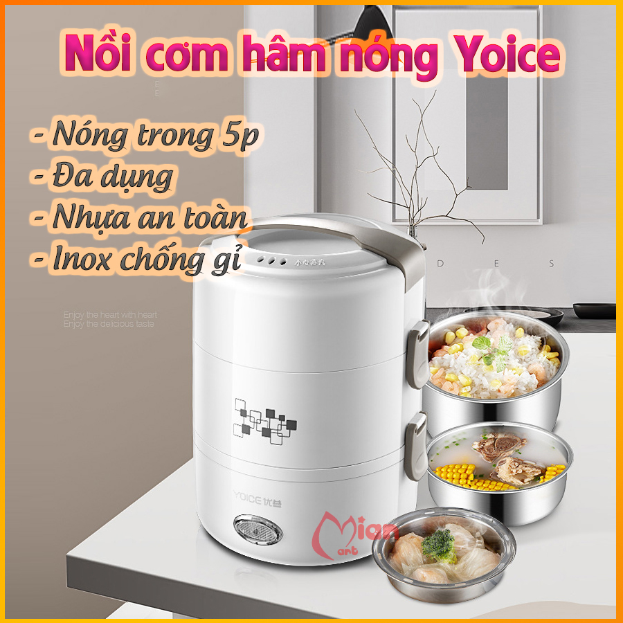 [HẸN GIỜ - CHỐNG CHÁY] Hộp cơm hâm nóng - Hộp đựng cơm văn phòng hâm nóng - 3 tầng - Mian Mart