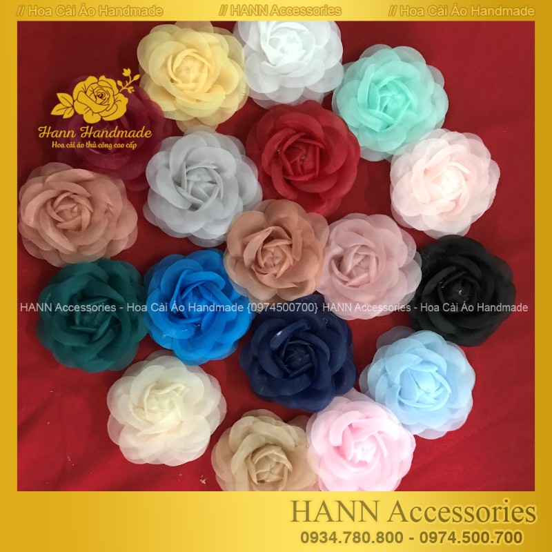 Hoa cài áo handmade chất liệu vải cao cấp phụ kiện thời trang sang chảnh